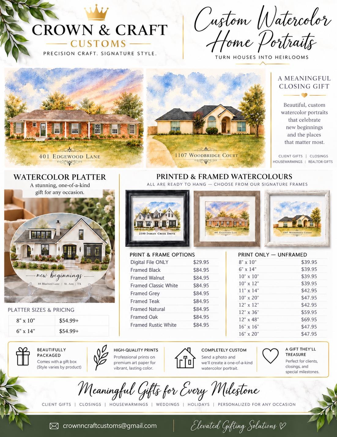 Custom Watercolor Home Portrait - Personalized House Painting Print, Realtor Closing Gift, Housewarming Present, Framed 8x10, additional product photo