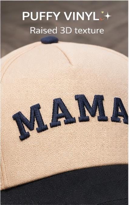 Custom MAMA Puff Vinyl Trucker Hat | Arched Leopard Print Brim, additional product photo