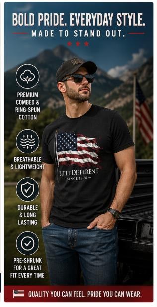Built Different Since 1776 Patriotic Shirt | American Pride Tee | July 4th Shirt | USA Gift, additional product photo