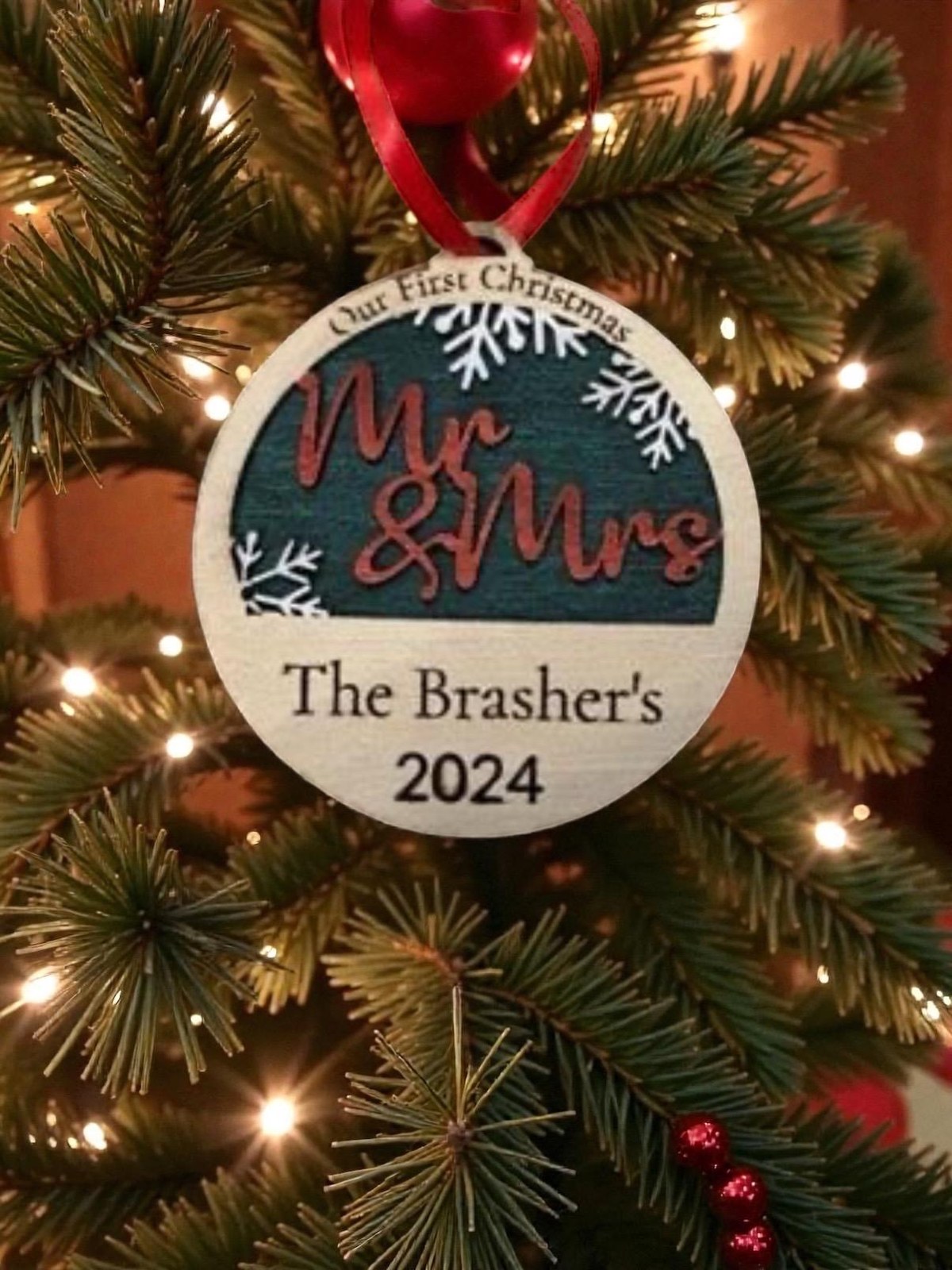 Personalized "Our First Christmas" Ornament - Mr. & Mrs. 2024, additional product photo
