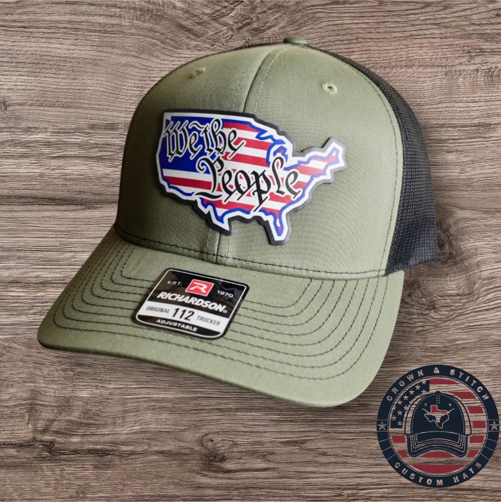 7 x Patriotic SnapBack Trucker Hat Designs: "We The People" Leather Patch, additional product photo