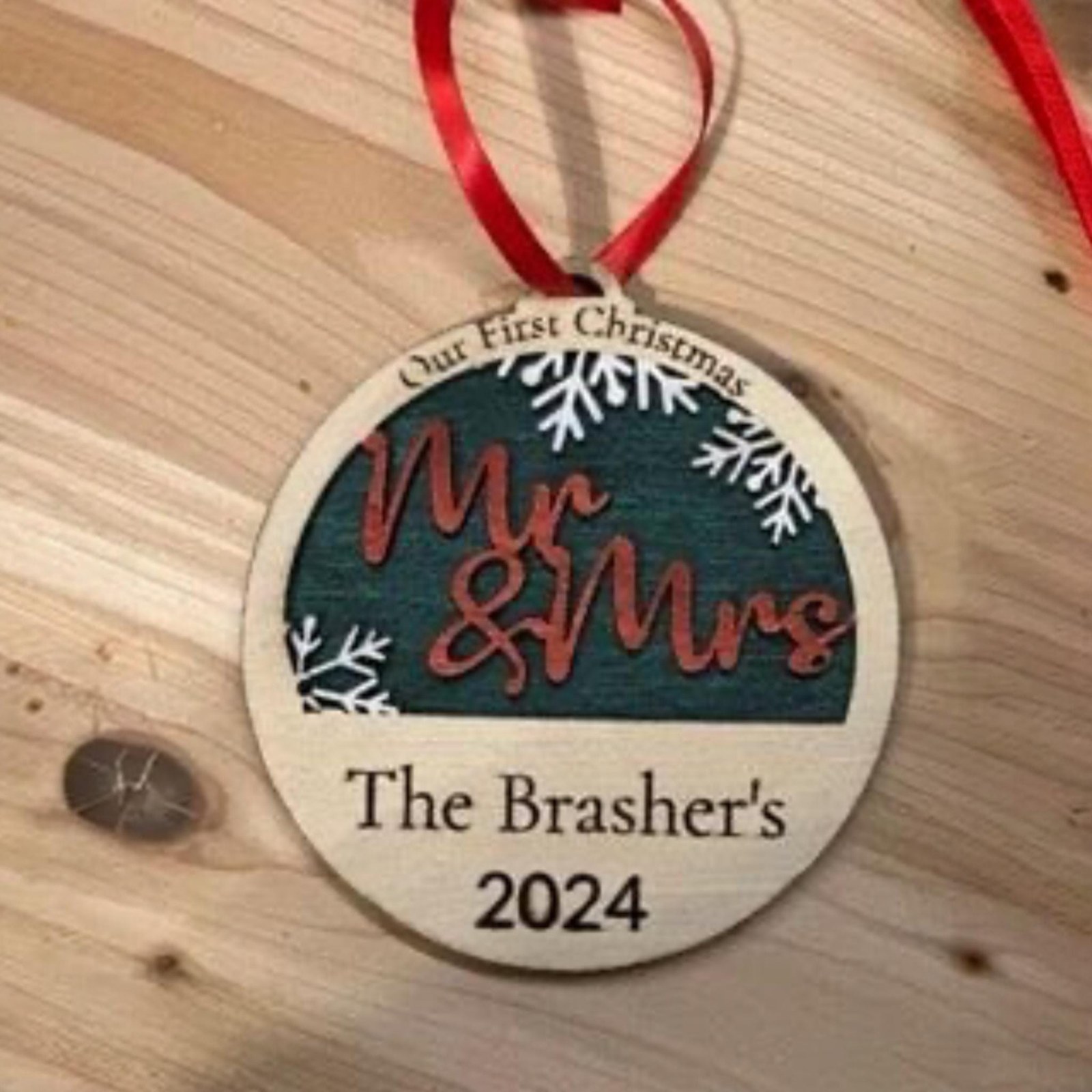 Personalized "Our First Christmas" Ornament - Mr. & Mrs. 2024, additional product photo