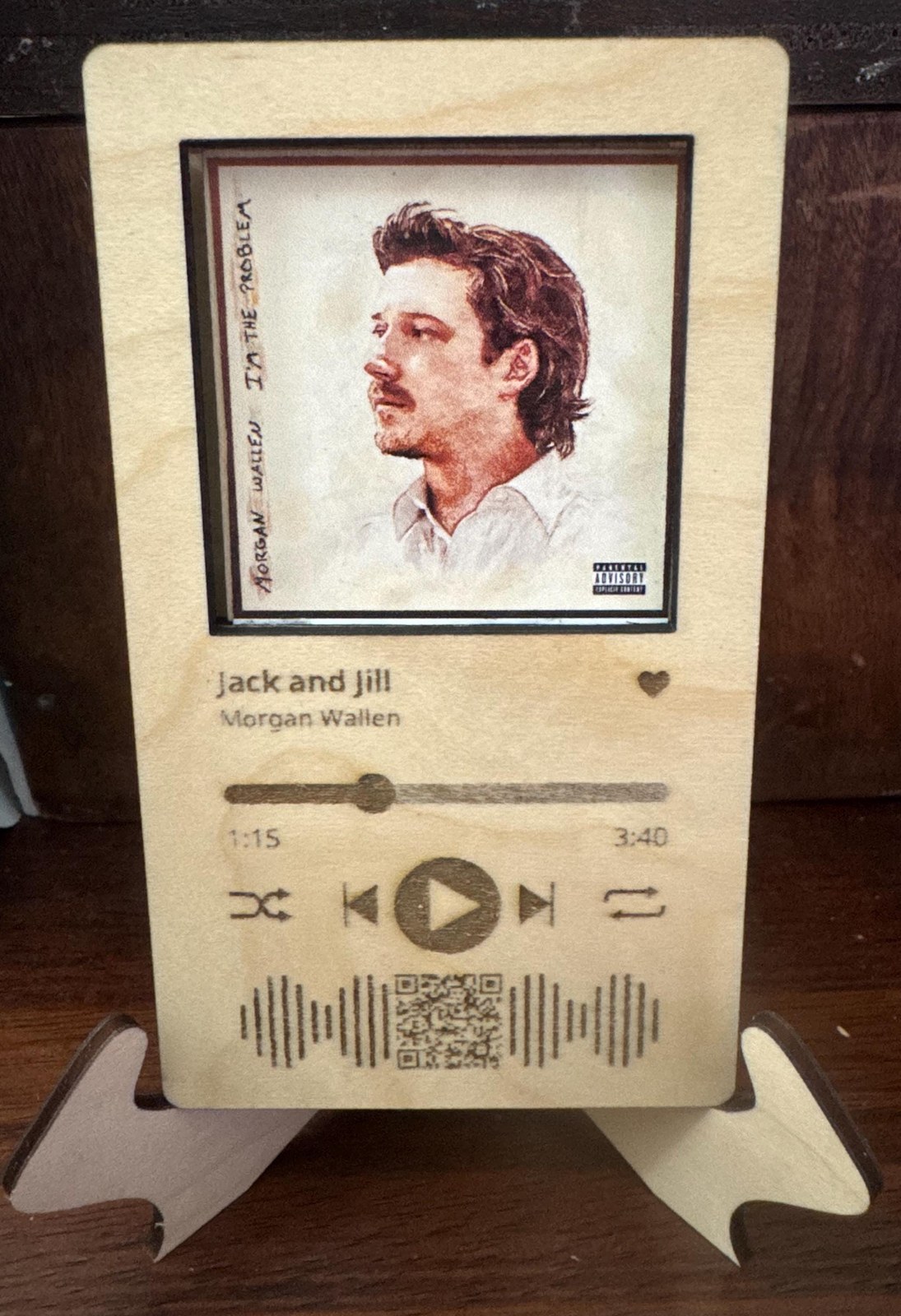 Custom Song Lyric Frame: Laser Engraved Wood, Personalized QR Code, additional product photo