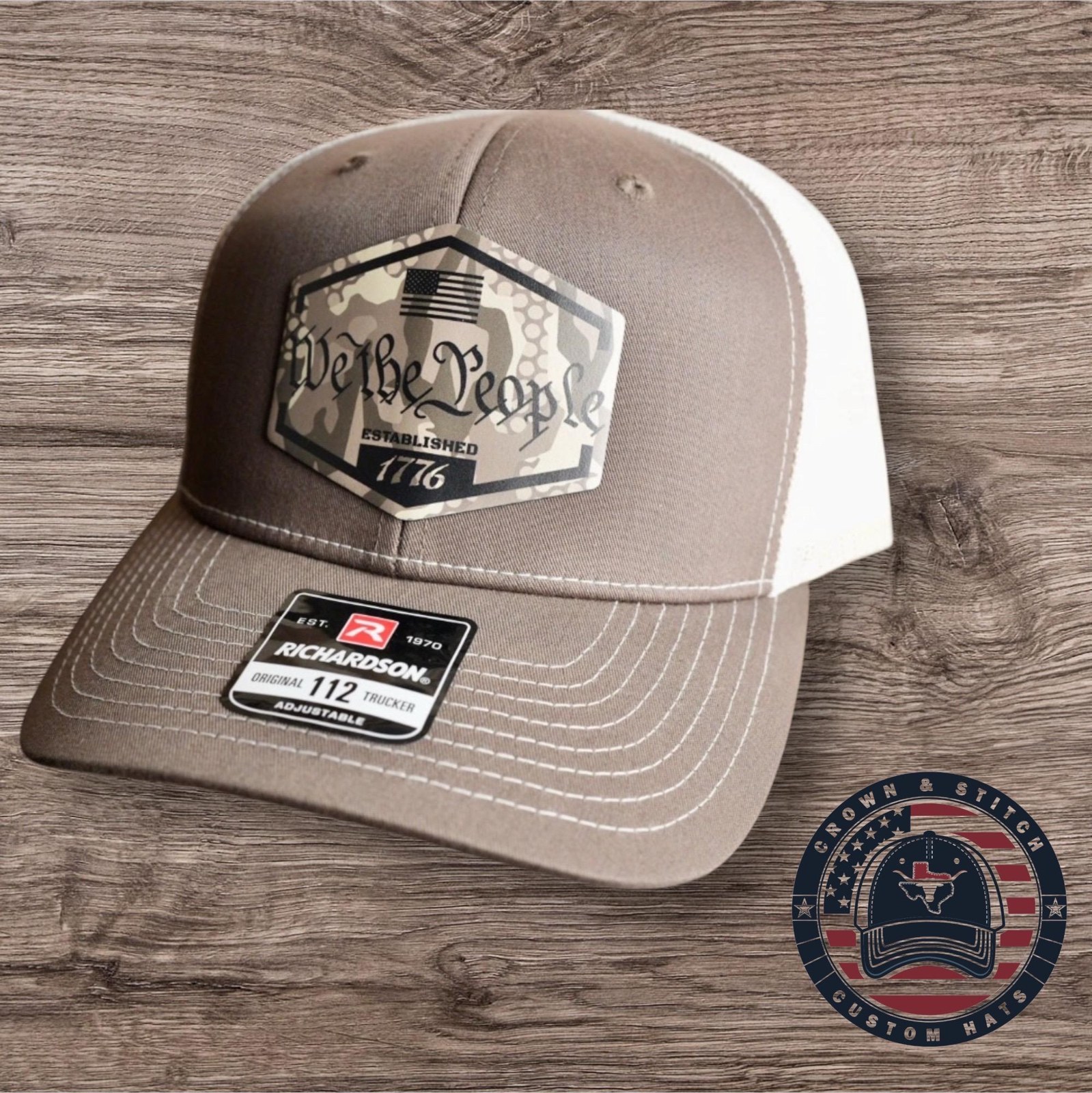 7 x Patriotic SnapBack Trucker Hat Designs: "We The People" Leather Patch, additional product photo