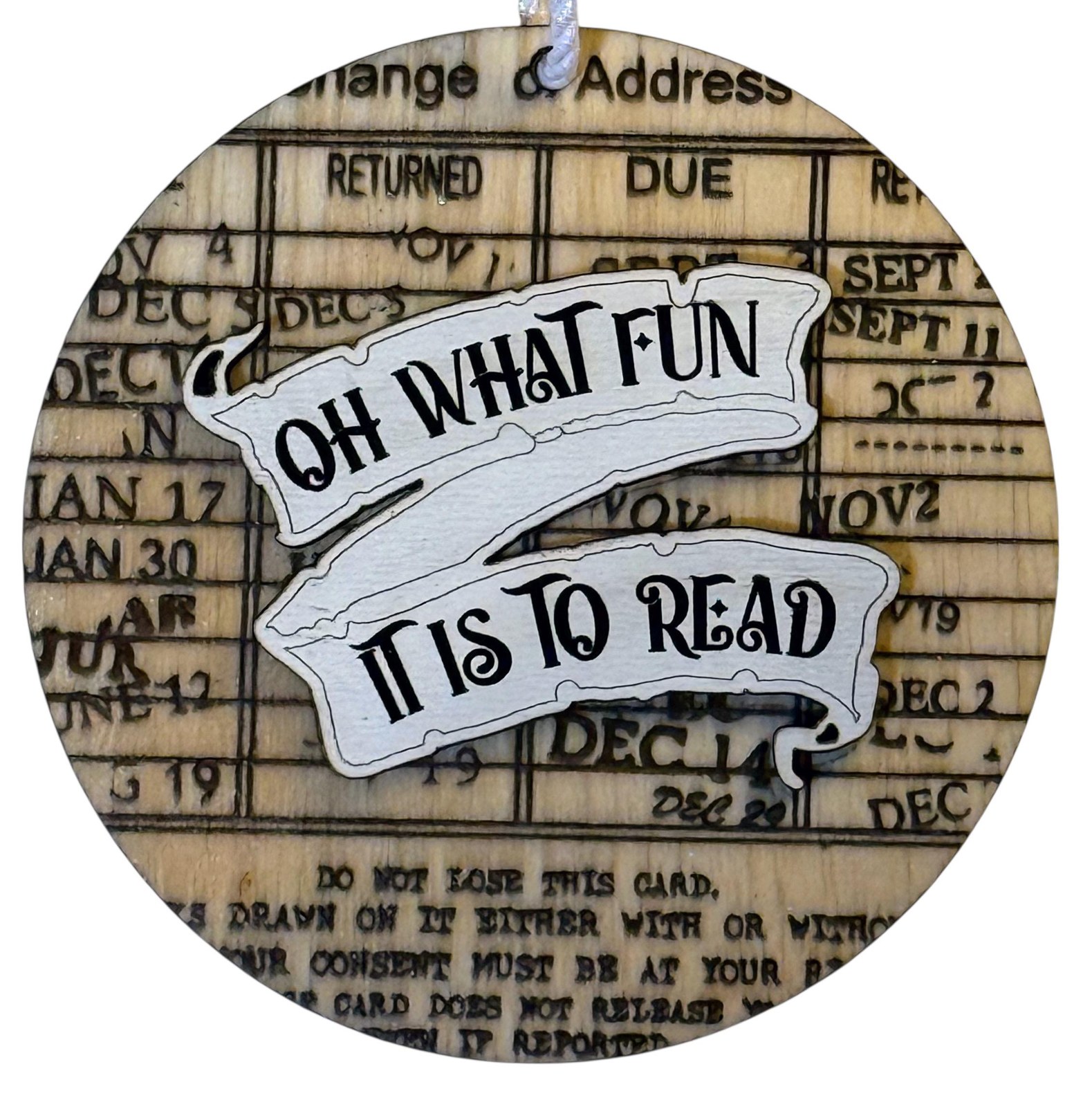 Personalized Library Card Ornament, Vintage Book Lover Gift, additional product photo