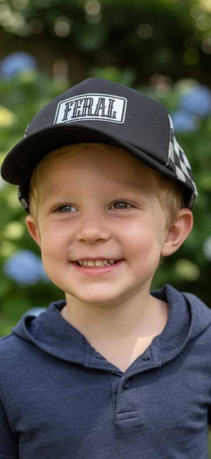 Feral Toddler & Kids Trucker Hat (Patch) | Funny Wild Child Snapback | Youth Mesh Cap | Trendy Kid Hat | Gift for Little Rascals, additional product photo