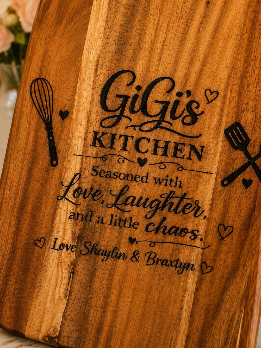 Personalized Acacia Wood Serving Board: Custom Engraved Kitchen Gift (GiGi's Kitchen), additional product photo