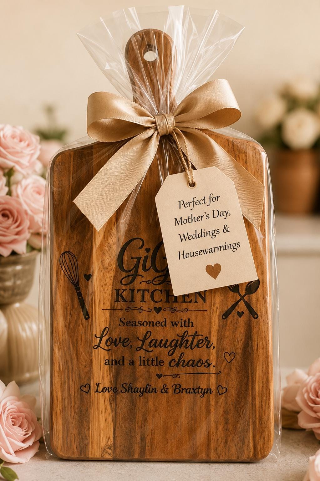 Personalized Acacia Wood Serving Board: Custom Engraved Kitchen Gift (GiGi's Kitchen), additional product photo