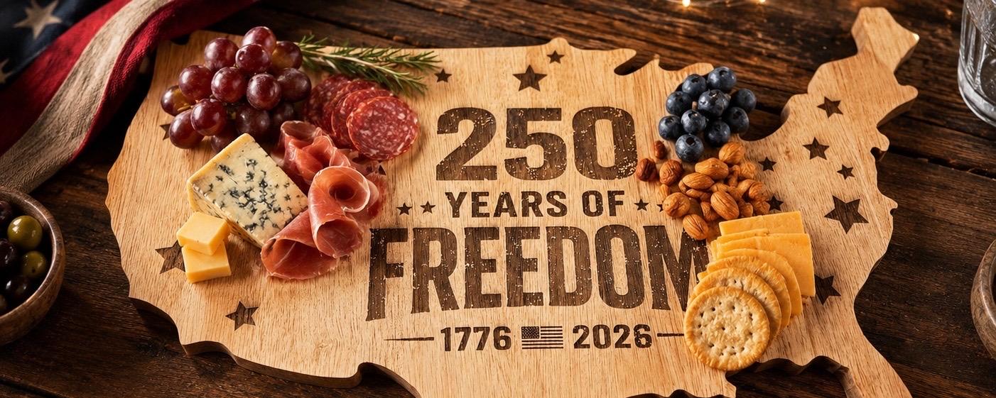 America 250 Charcuterie Board, 250 Years of Freedom Serving Board, Patriotic USA Cutting Board, Fourth of July Decor, American Gift