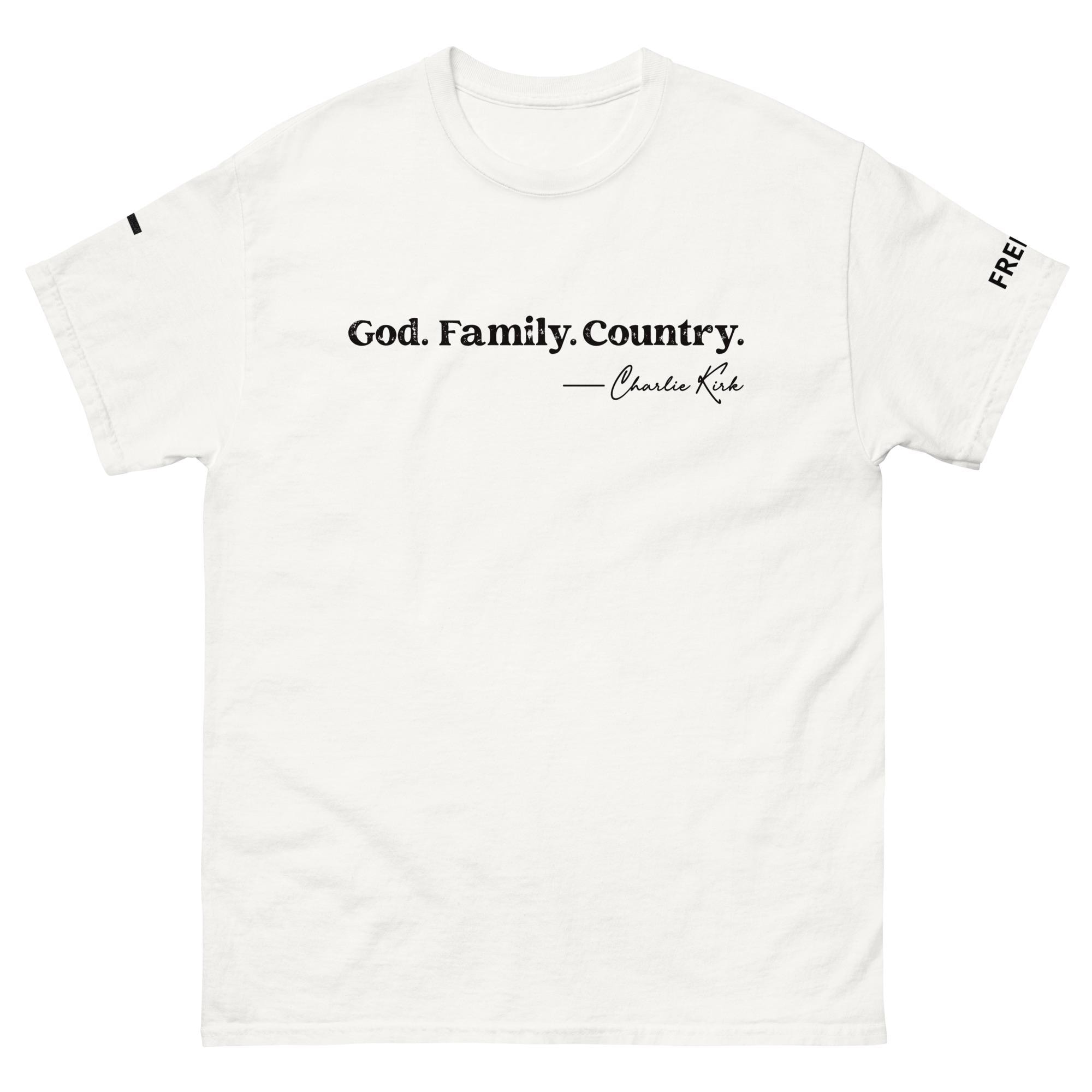 God. Family.Church. - Charlie Kirk Tribute T-Shirt