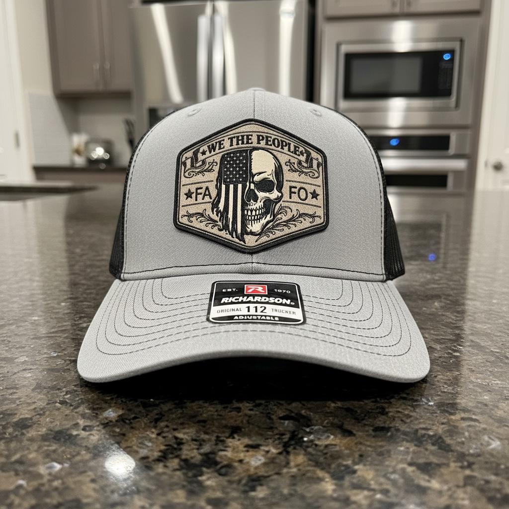 Glow in the Dark Leather Patch Trucker Hat | Custom Engraved Richardson 112 Snapback
