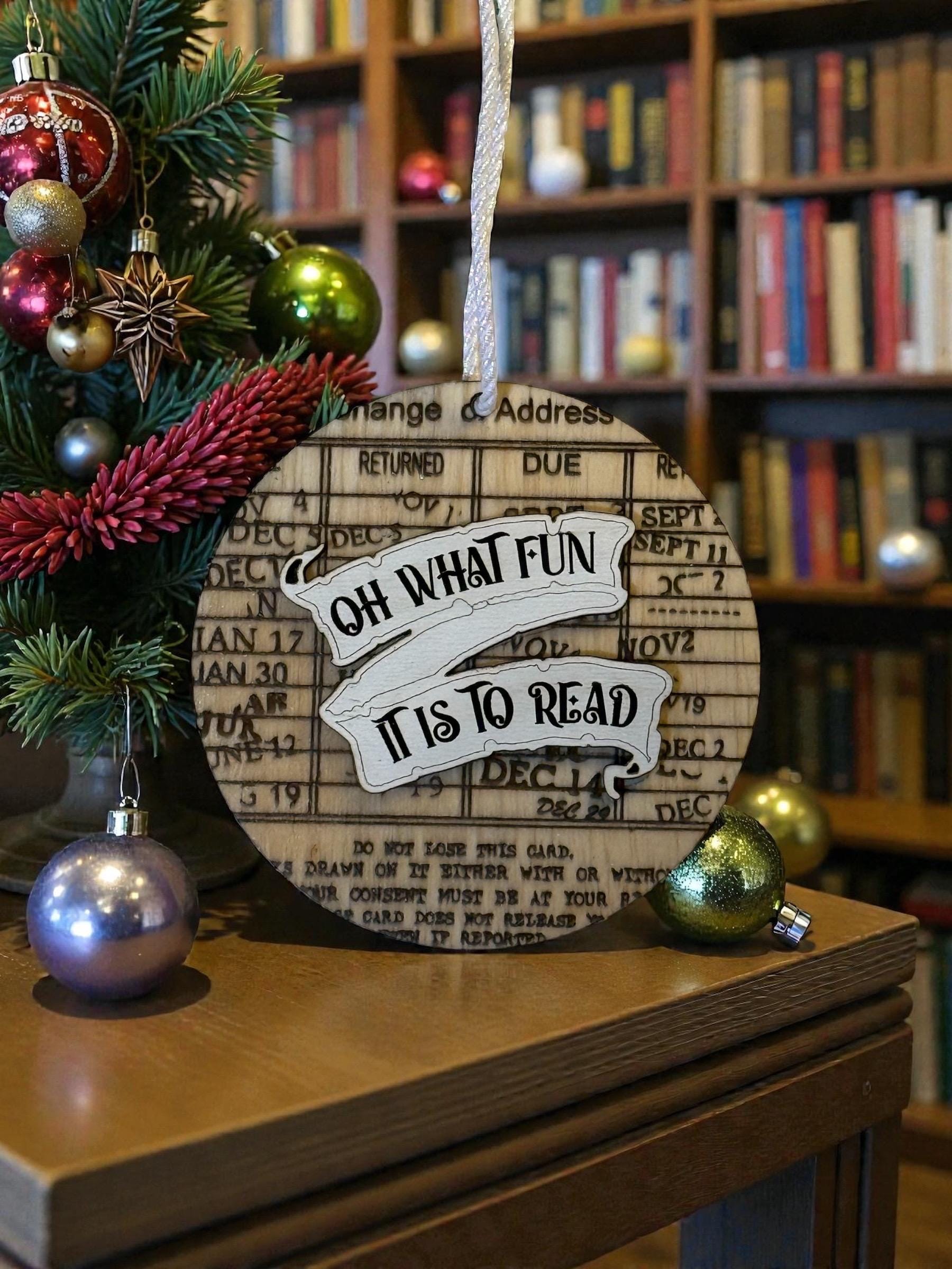 Personalized Library Card Ornament, Vintage Book Lover Gift