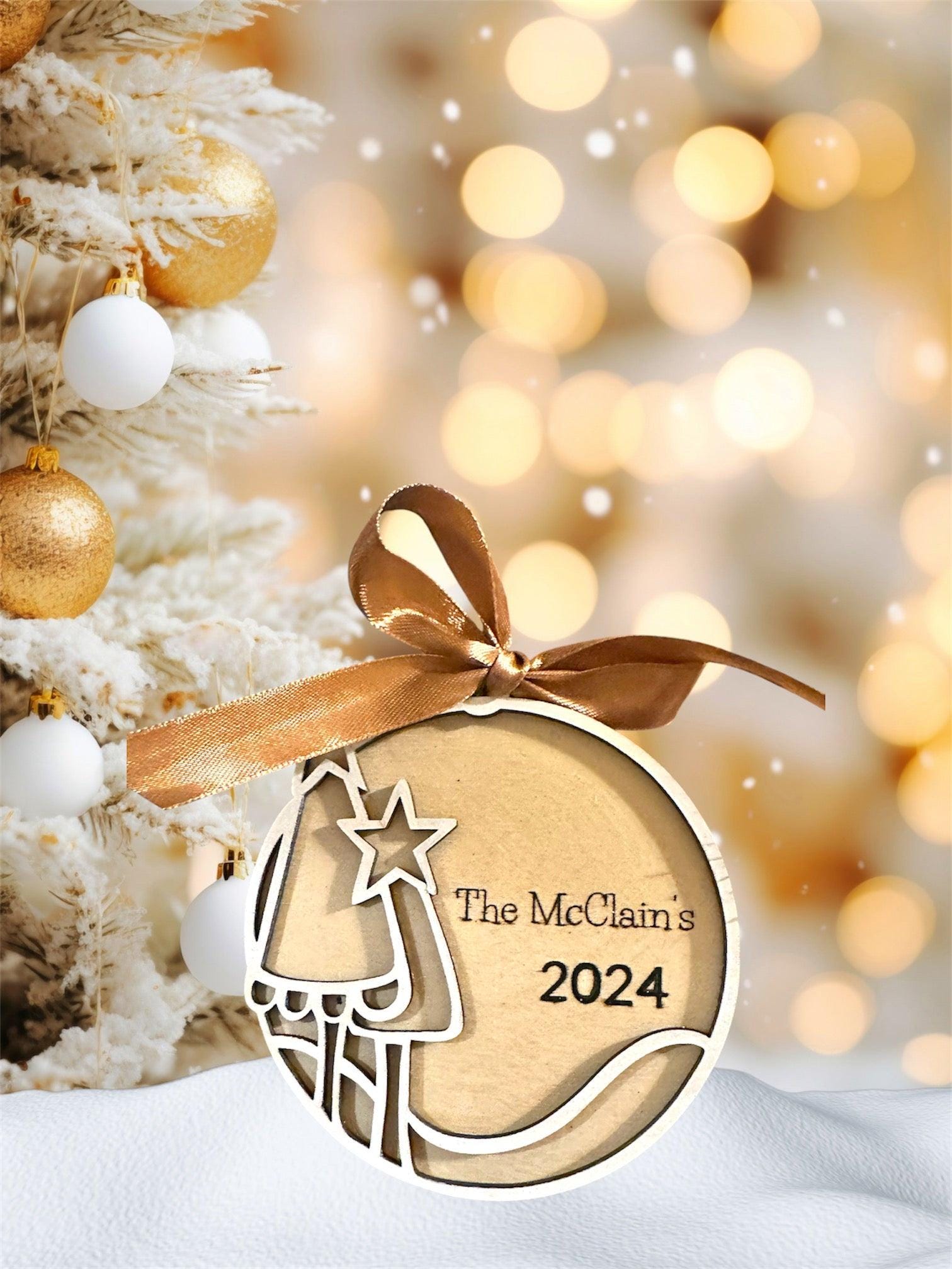 Personalized Family Ornament - "Elegant Holiday 2024"