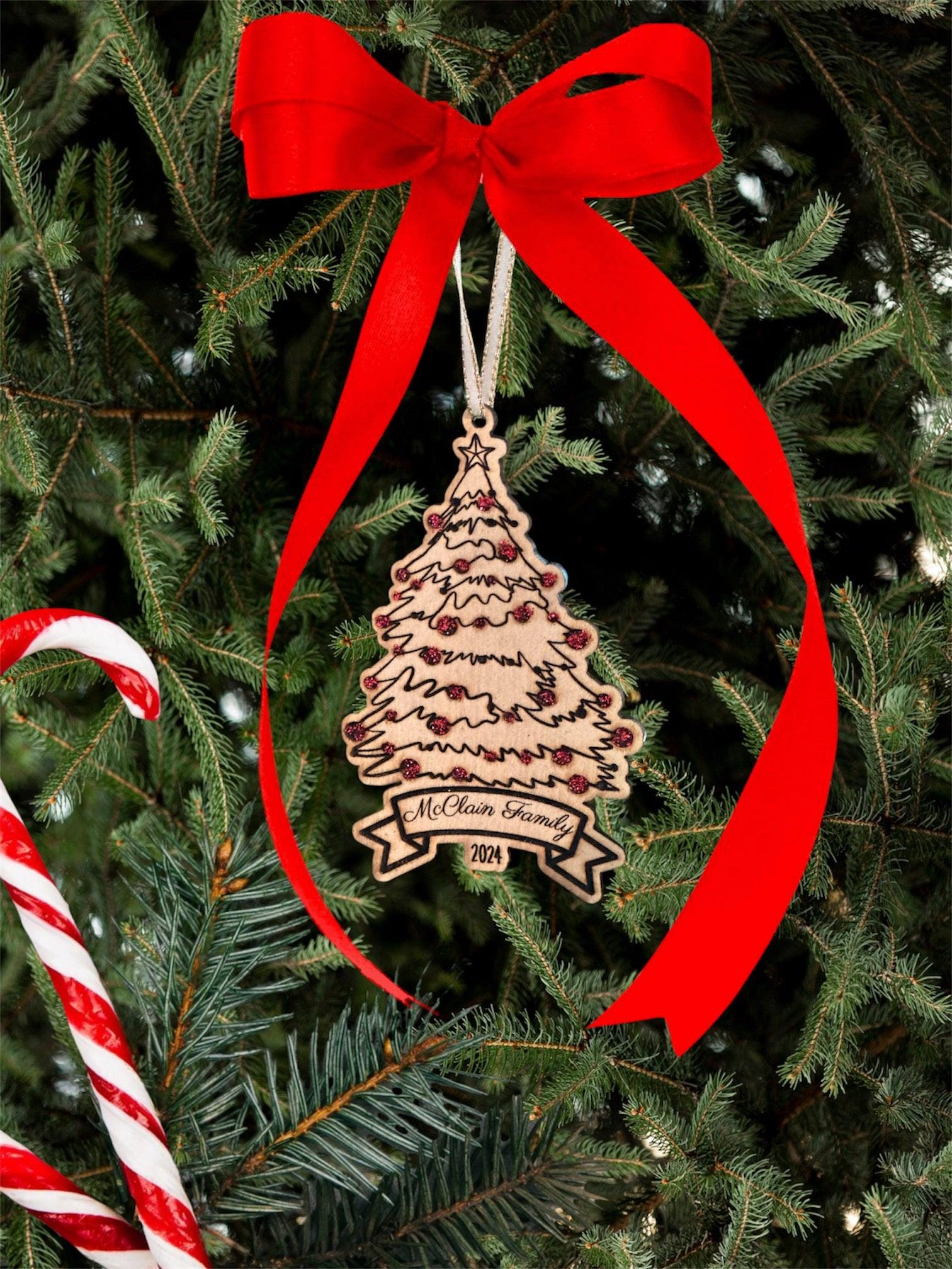 Personalized Family Christmas Tree Ornament - 2024