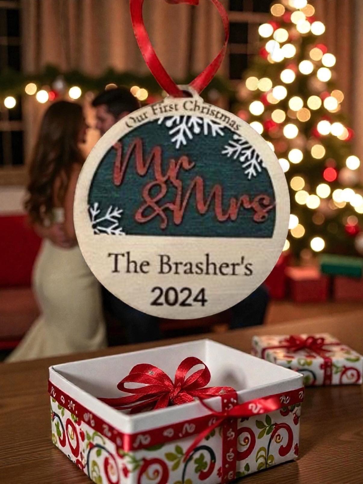 Personalized "Our First Christmas" Ornament - Mr. & Mrs. 2024