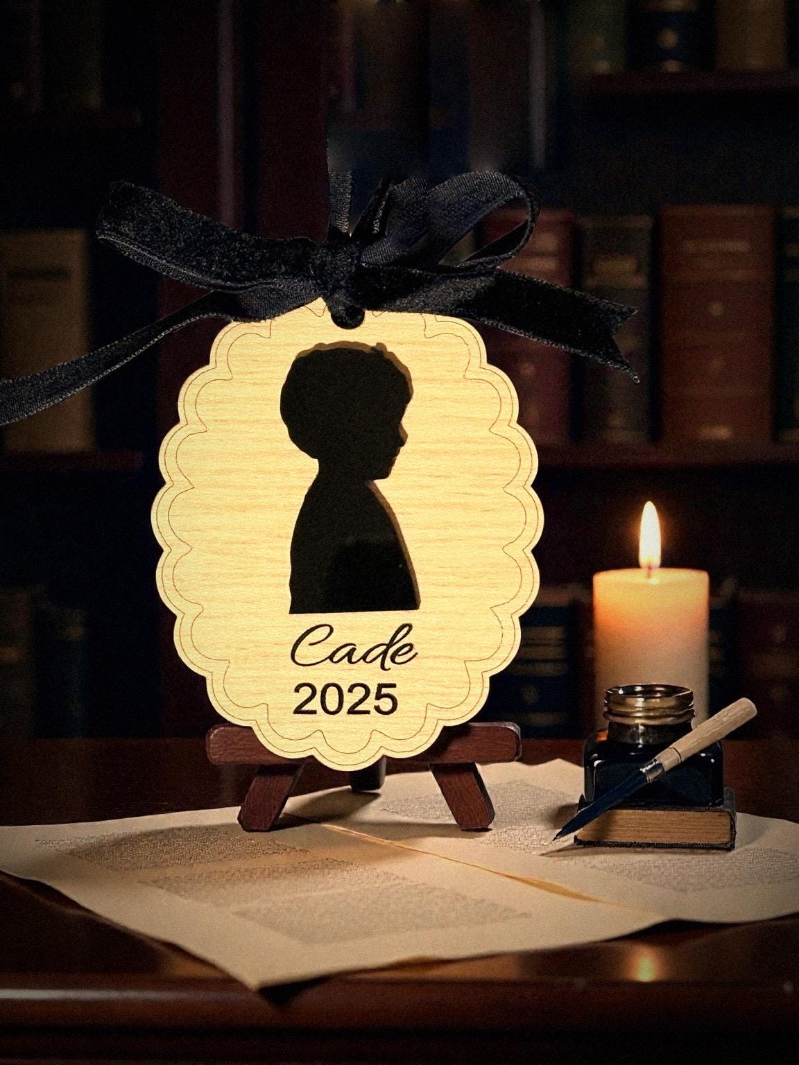 Personalized Child Silhouette Ornament, Custom Wood Acrylic Keepsake, Baby’s First Christmas Name Year