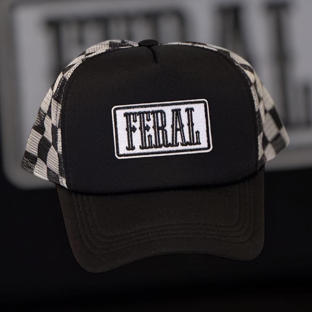Feral Toddler & Kids Trucker Hat (Patch) | Funny Wild Child Snapback | Youth Mesh Cap | Trendy Kid Hat | Gift for Little Rascals