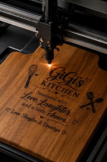 Laser engraving a personalized kitchen cutting board