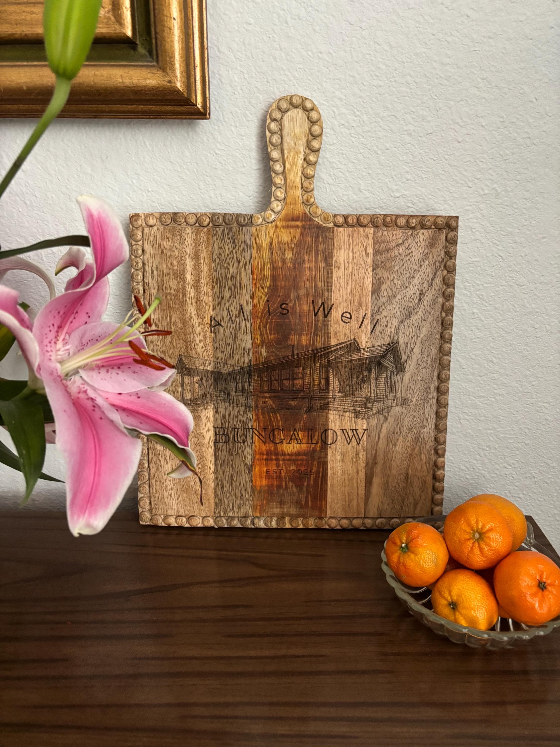 Personalized engraved wood cutting board