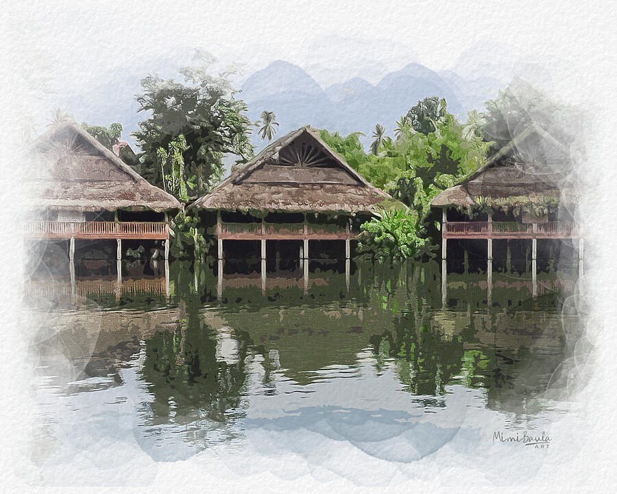 Huts on the Glassy River by Mimi Baula