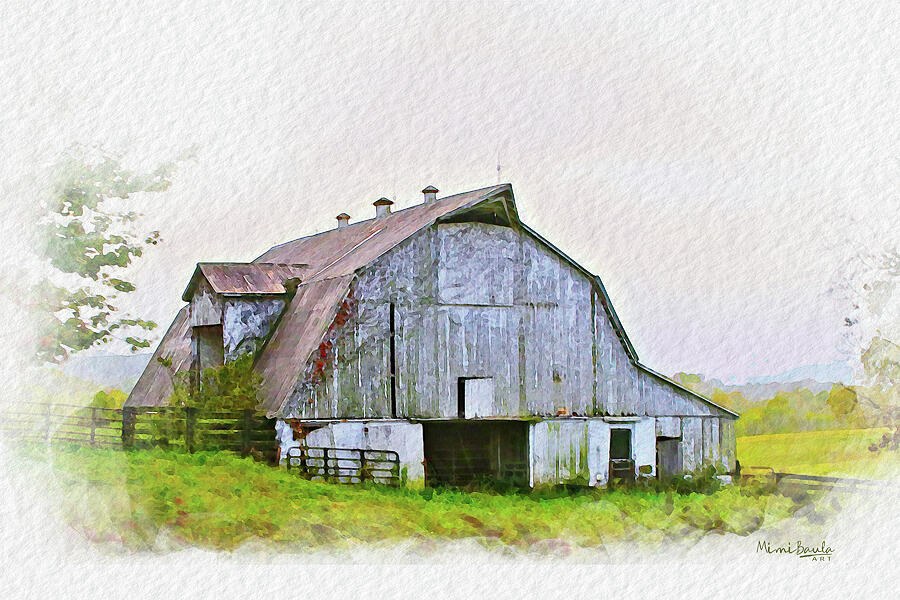 Misty Barn Morning by Mimi Baula