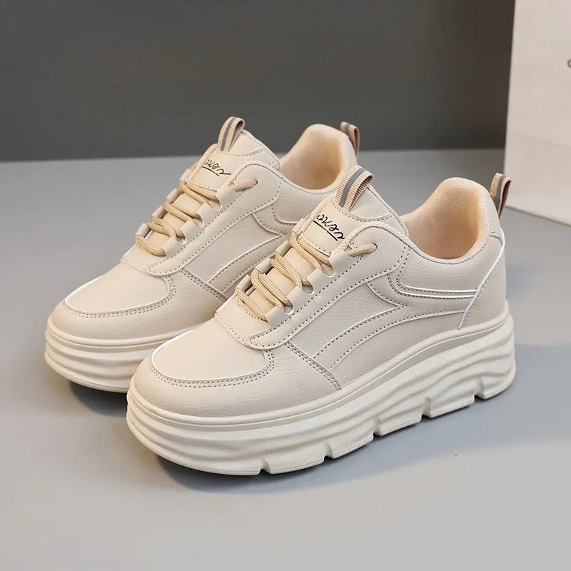 Ladies' Stylish Leather Platform Trainers
