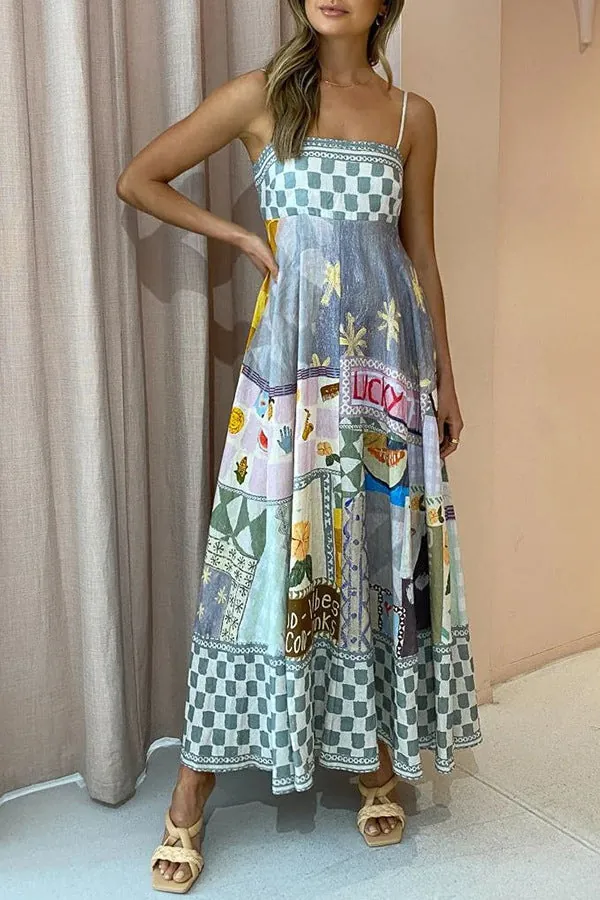 Trendy Geometric Print Summer Maxi Dress