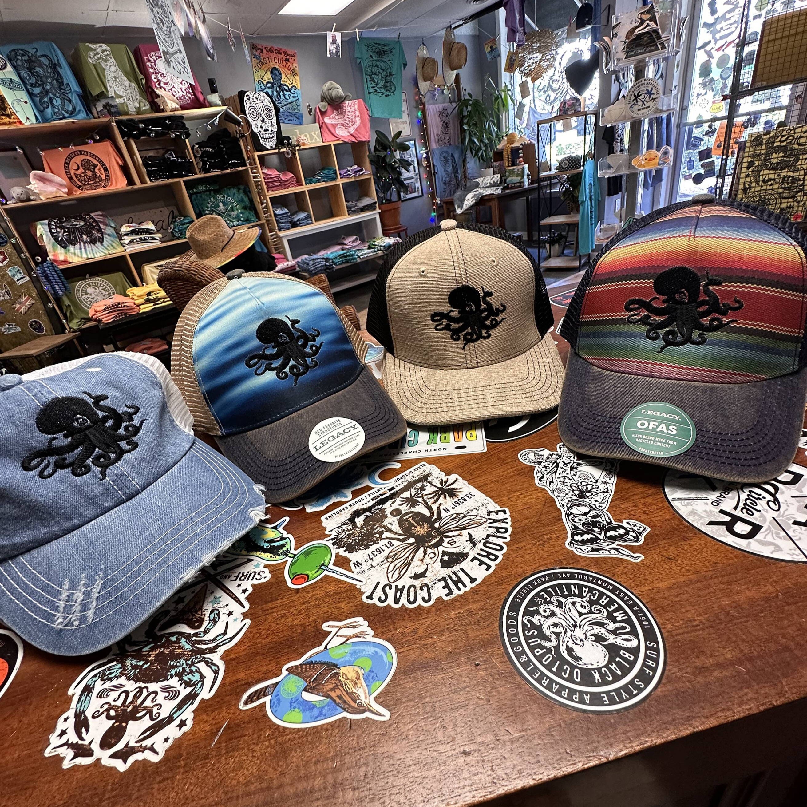 Black Octopus hats and illustrated gifts