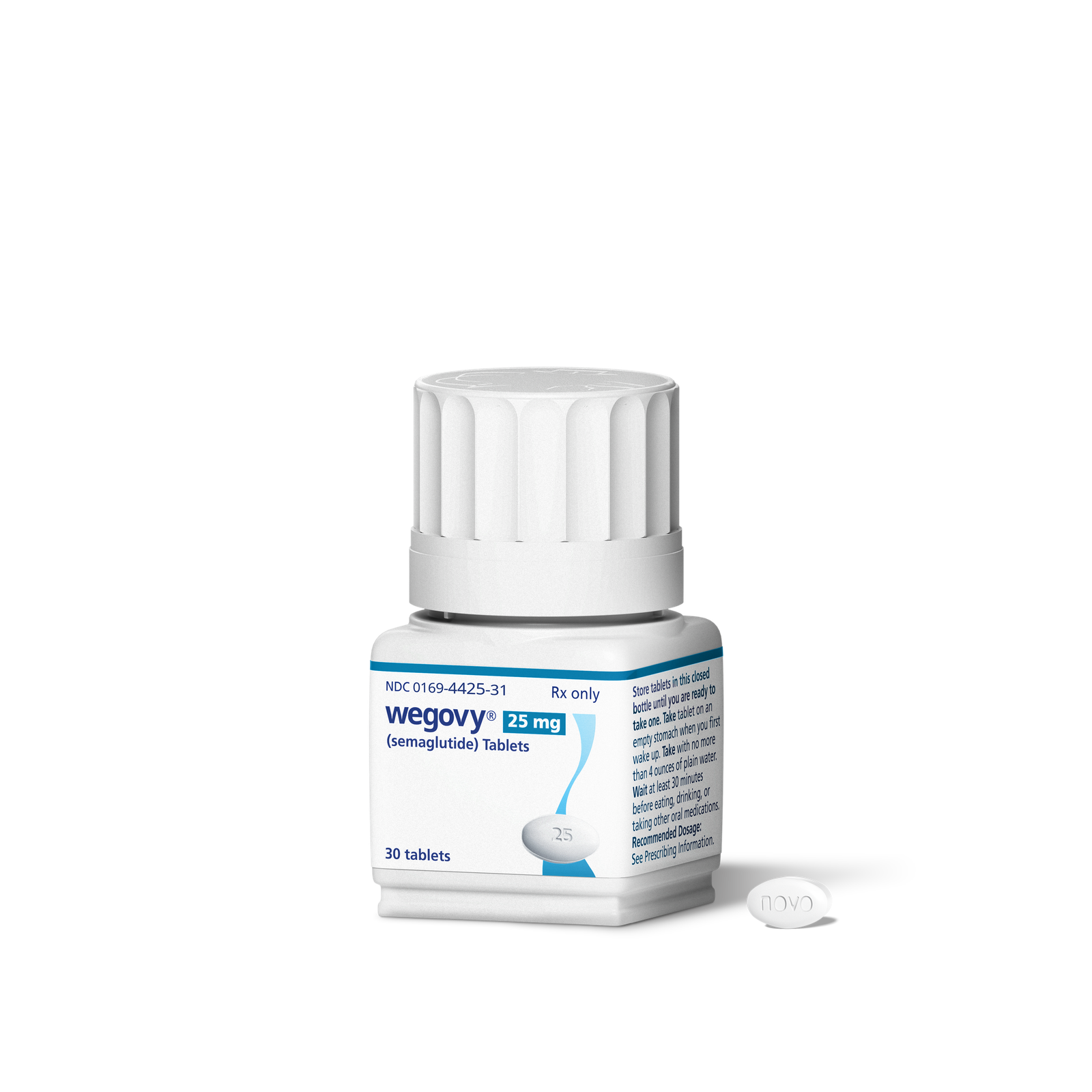Official Wegovy semaglutide tablet bottle from Novo Nordisk