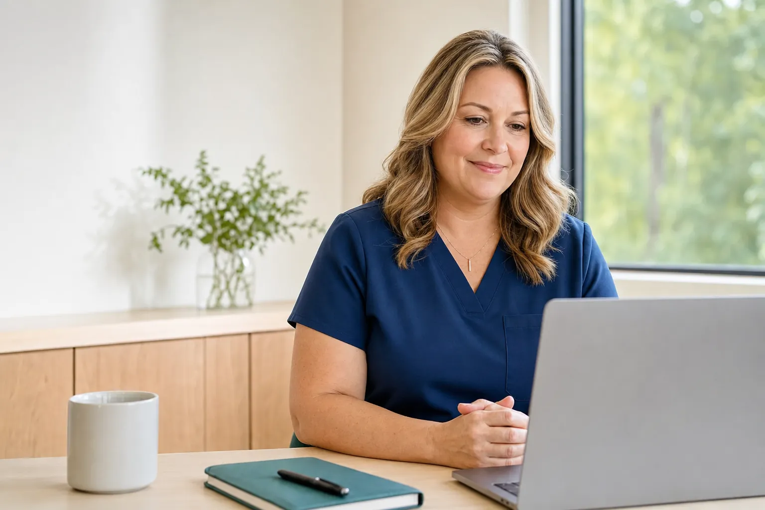 Clinician meeting with a patient by telehealth
