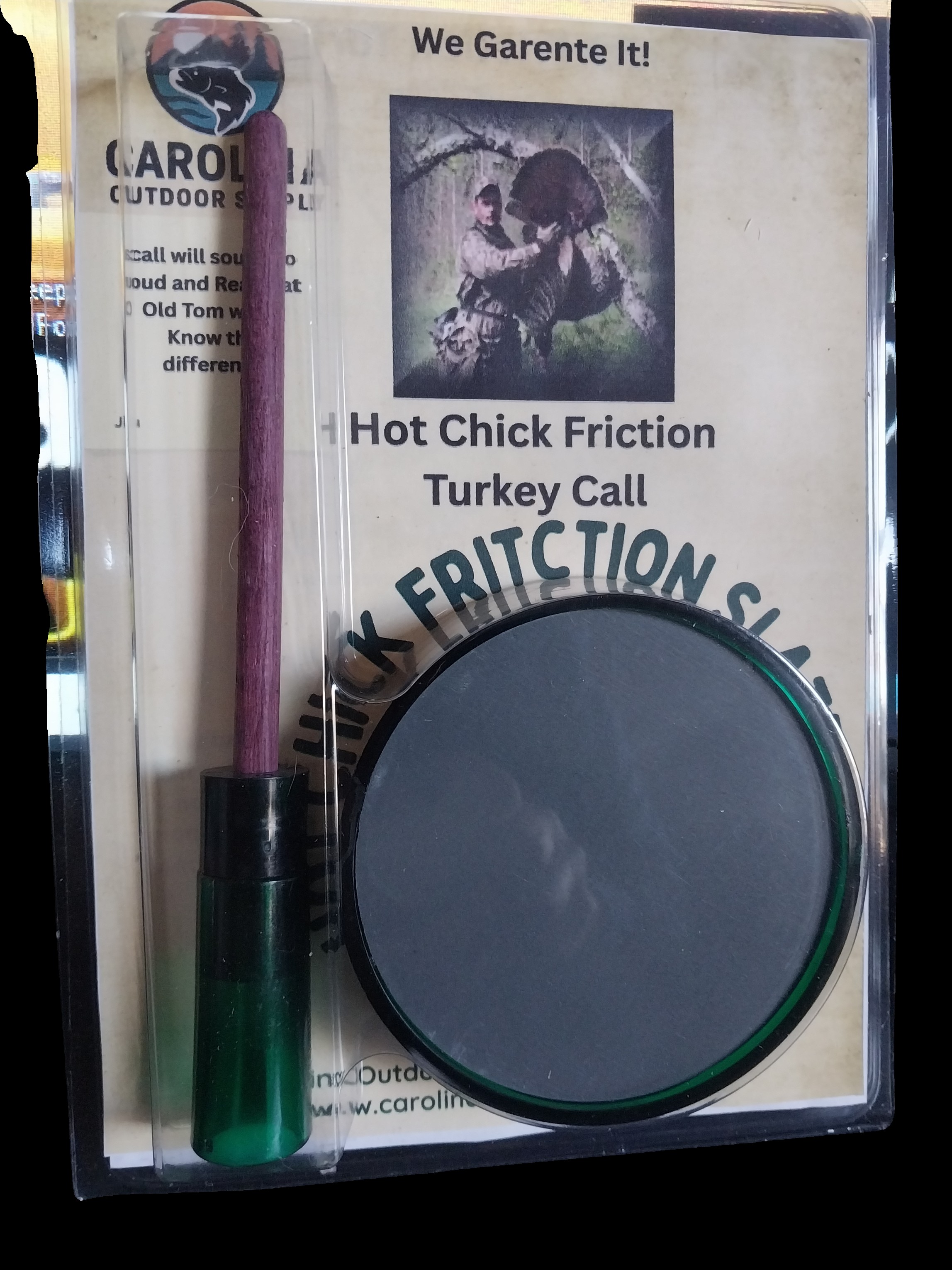 Hot Chick Friction Slate Turkey Call in green packaging