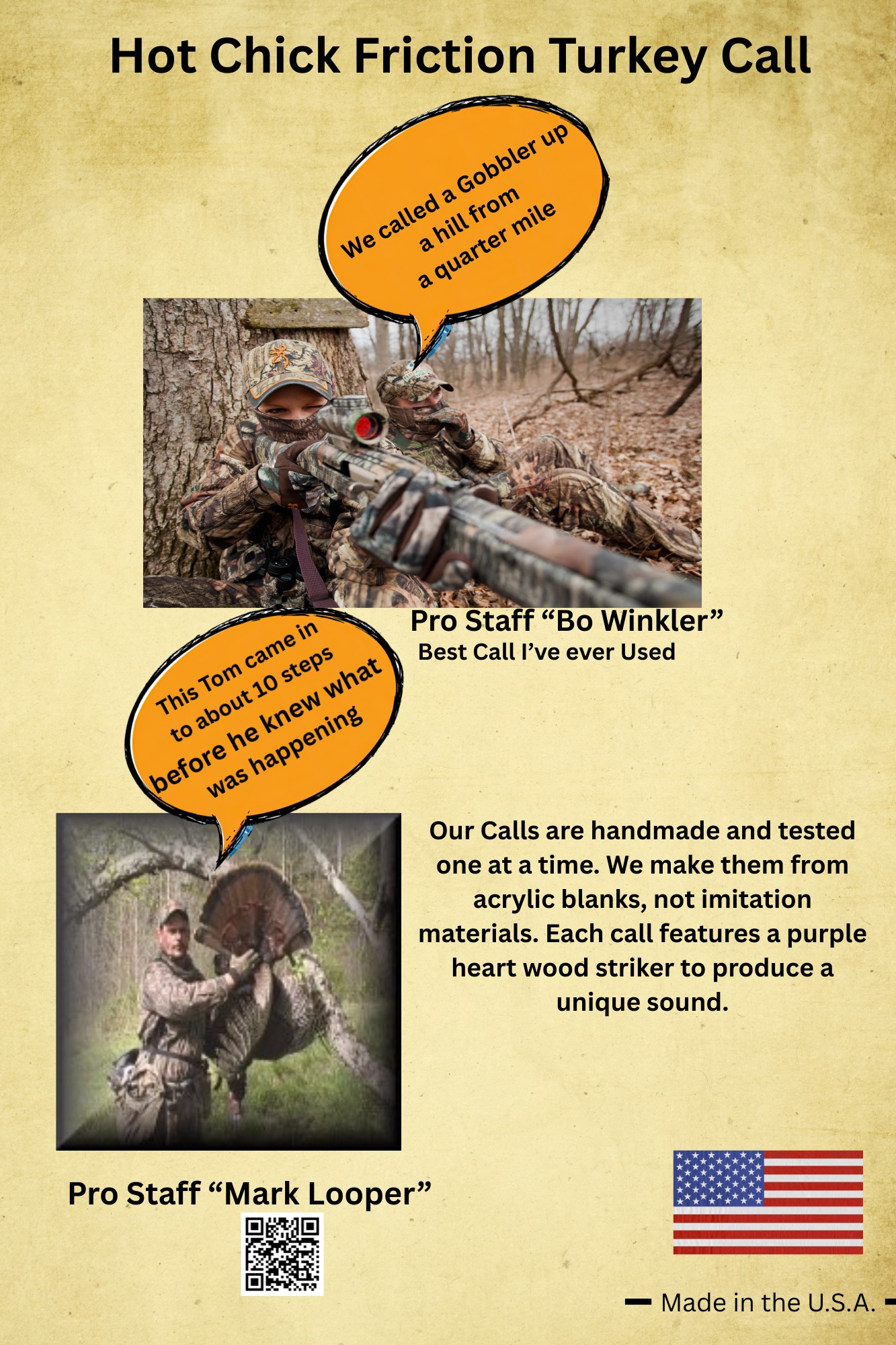 Hot Chick Friction Slate Turkey Call back product sheet