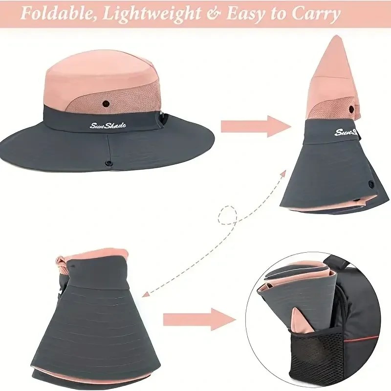 Pink Breathable Ponytail Sun Hat