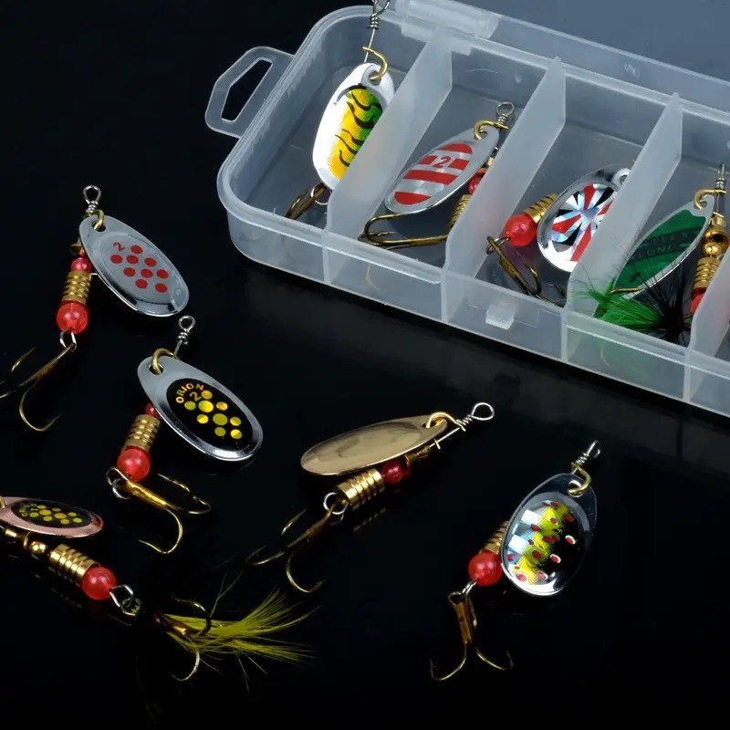 Rotating spinner bait kit in a carrying pouch