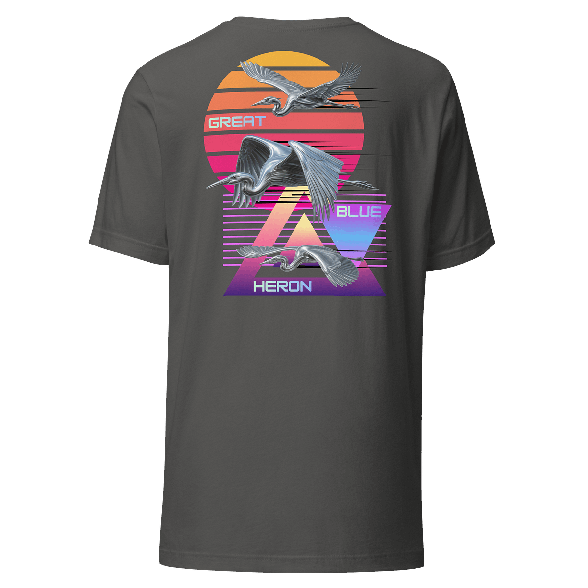 Great Blue Heron Synthwave Tee
