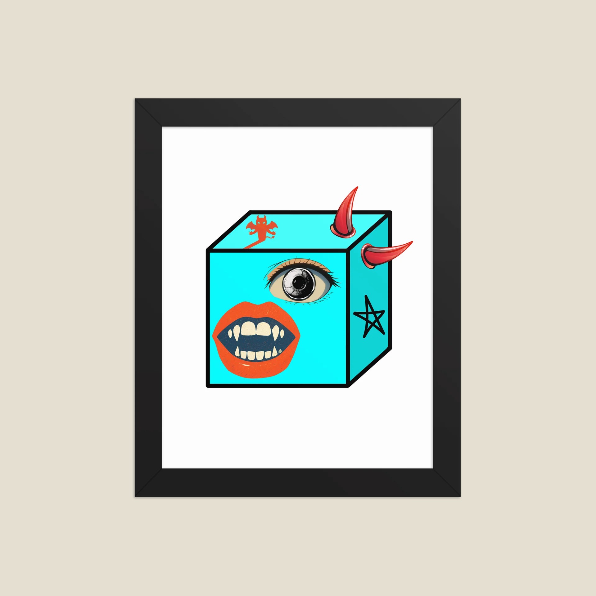 Monster Cube Framed Poster