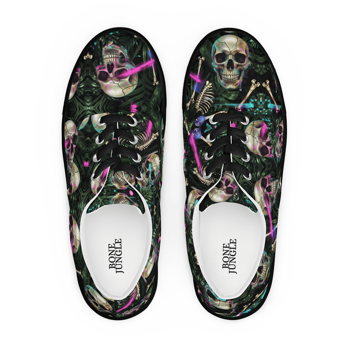Neon Bone Jungle Lace-Up Canvas Shoes