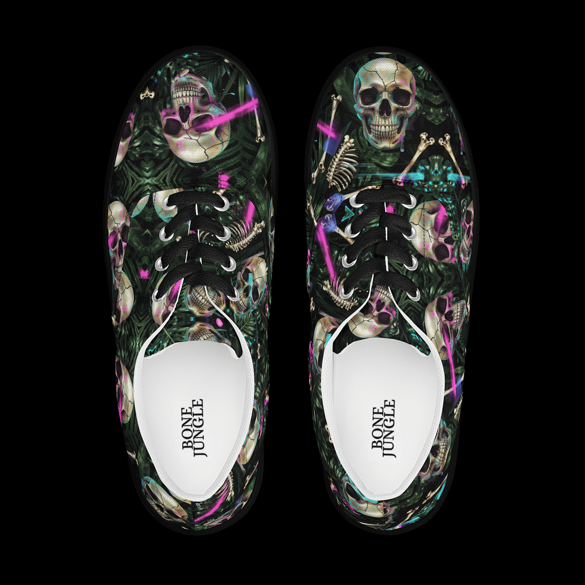 Neon Bone Jungle Lace-Up Canvas Shoes