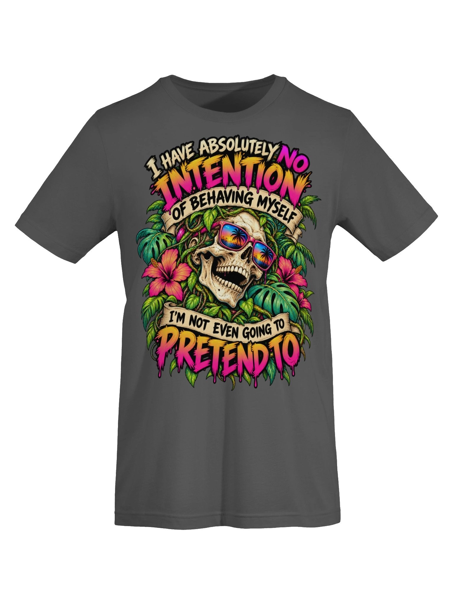 No Intention of Behaving Skull Tropical Tee
