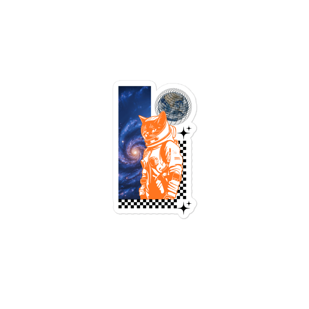 Orange Astronaut Cat Space Sticker