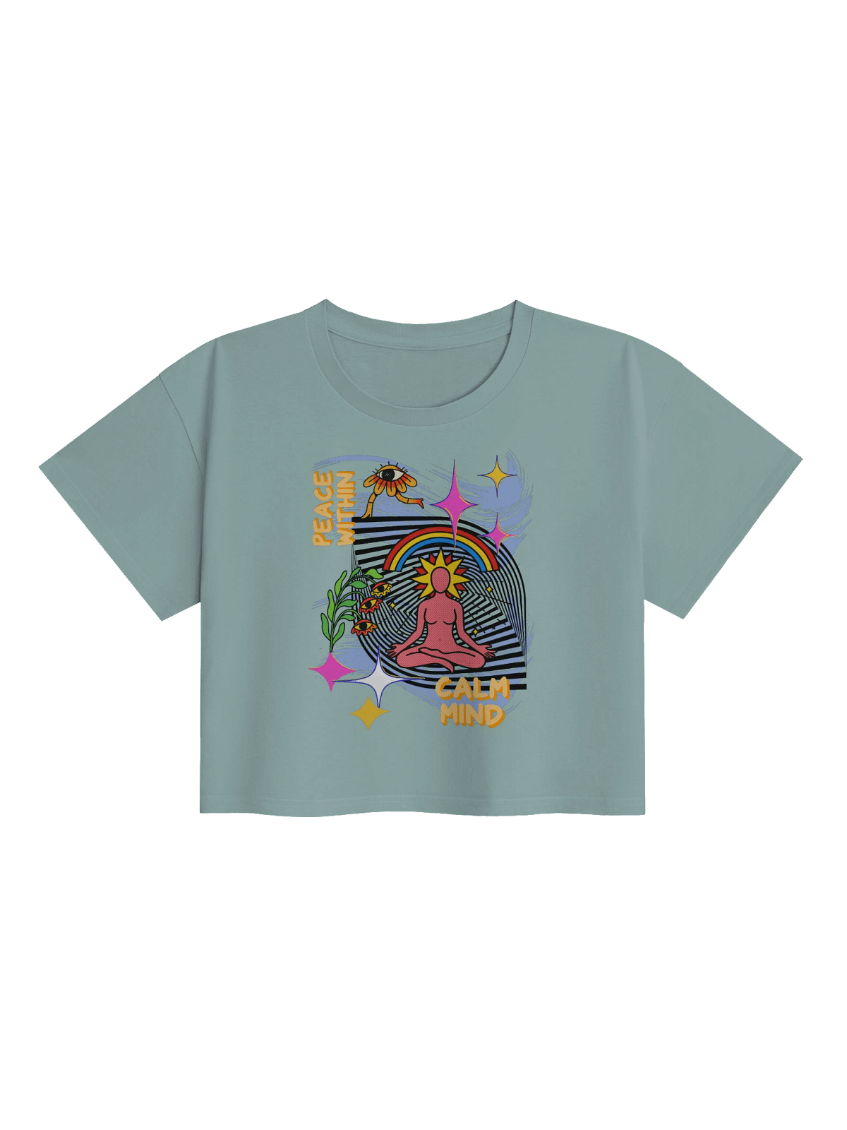 Peace Within Calm Mind Psychedelic Meditation Crop Top