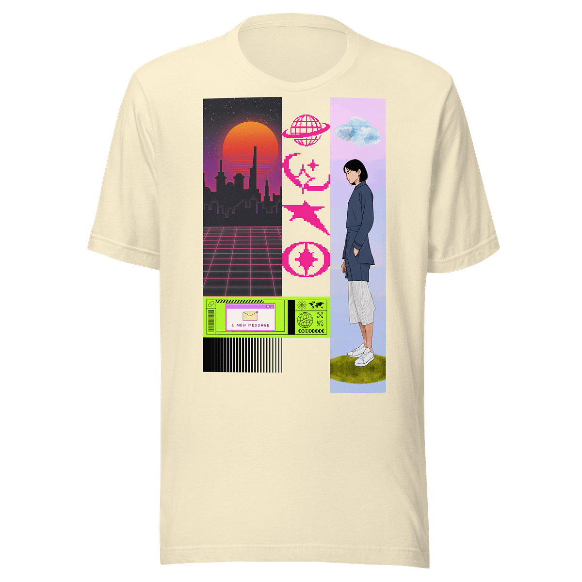 Retro Neon Message Collage Tee