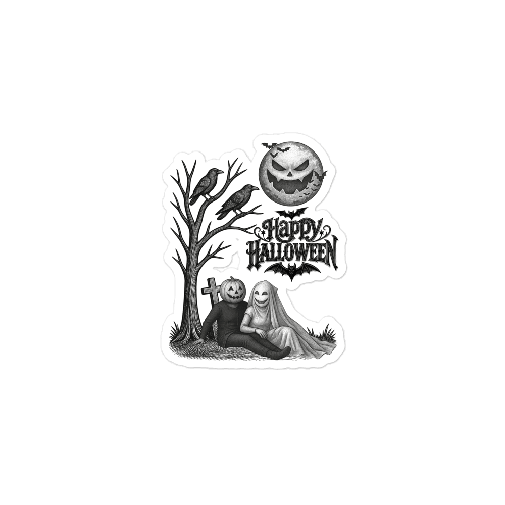 Spooky Jack-o’-Lantern Moon Kiss Cut Stickers