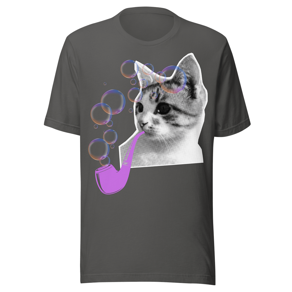 Whimsical Cat Bubble Pipe T-Shirt
