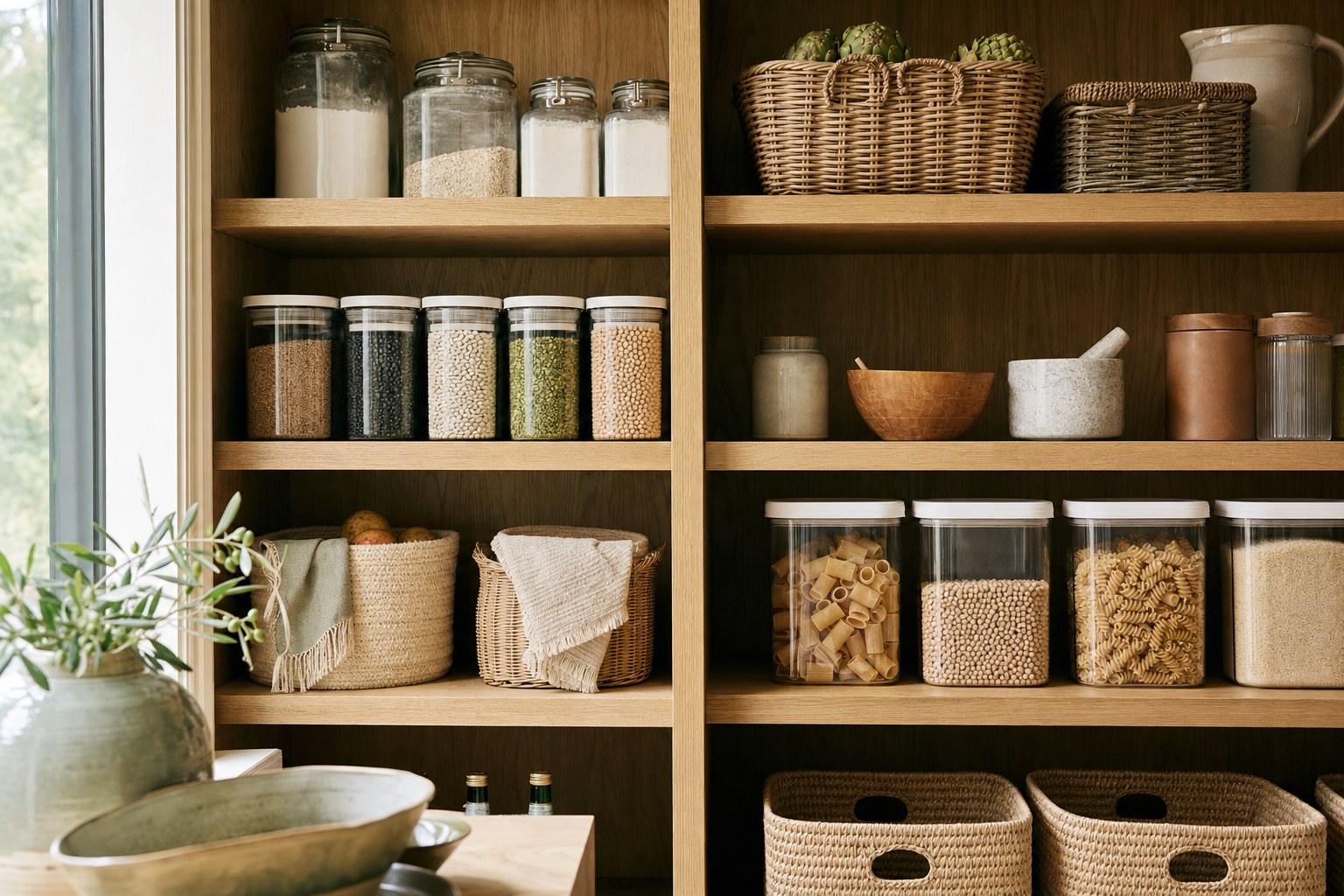 Organized pantry with thoughtful storage