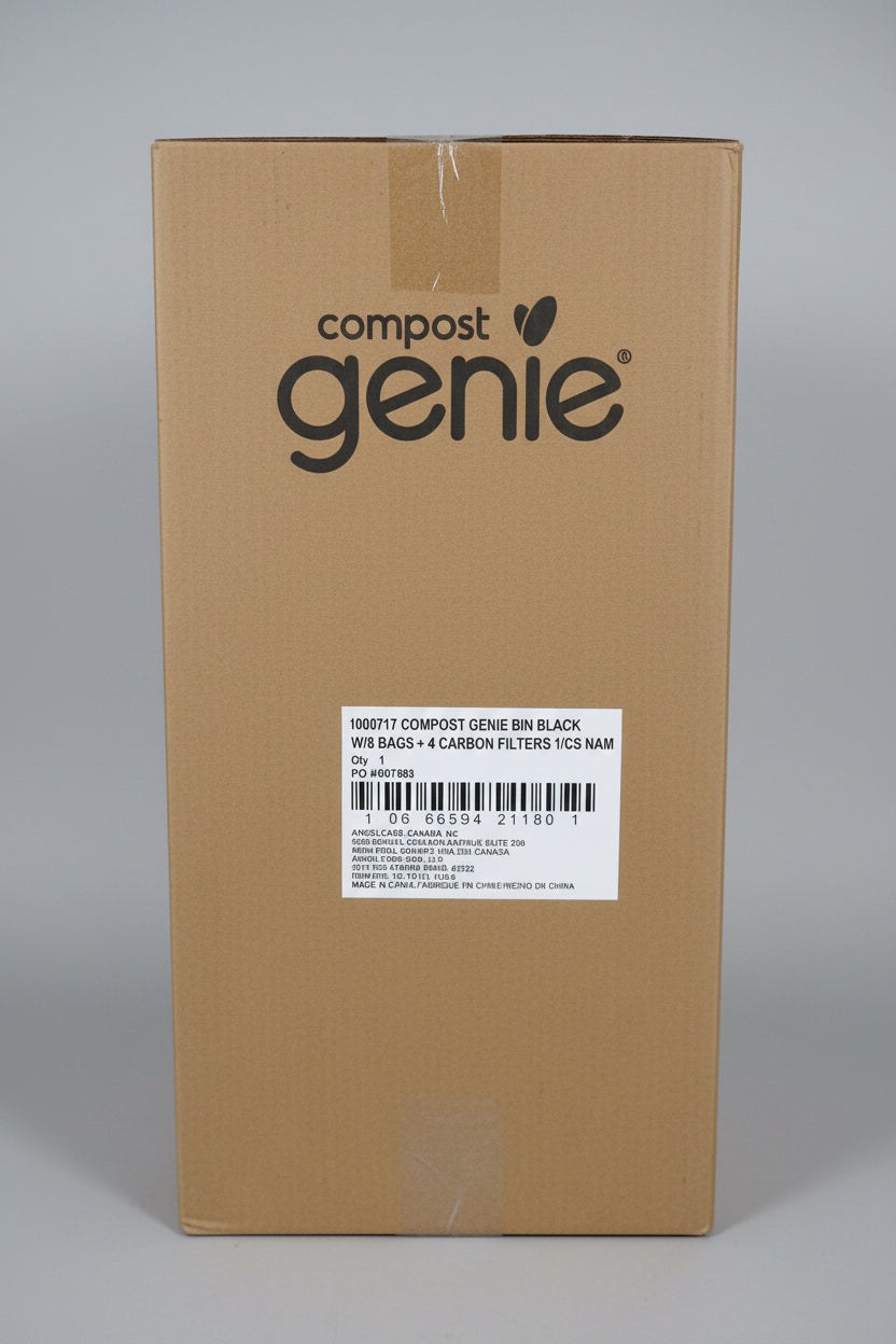 Compost Genie Kitchen Compost Bin – Black – Includes 8 Bags & 4 Carbon Filters