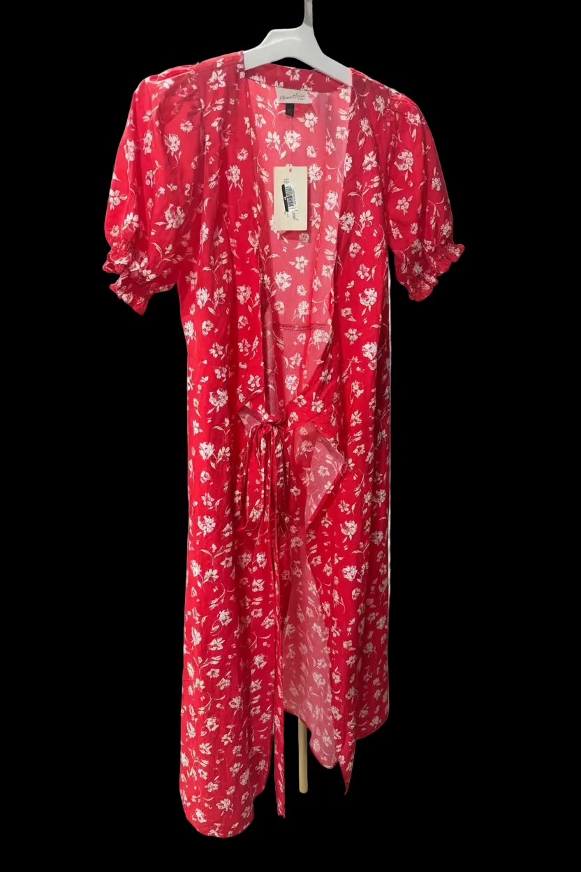 R.Vivimos Women’s Red Floral Kimono Robe and Maxi Cover-Up