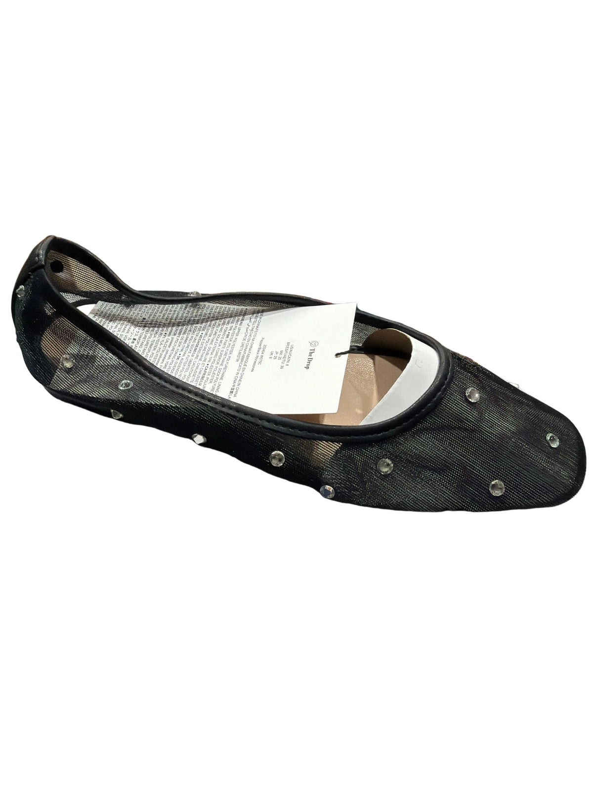 The Drop Women’s Black Mesh Rhinestone Ballet Flats – Size 9