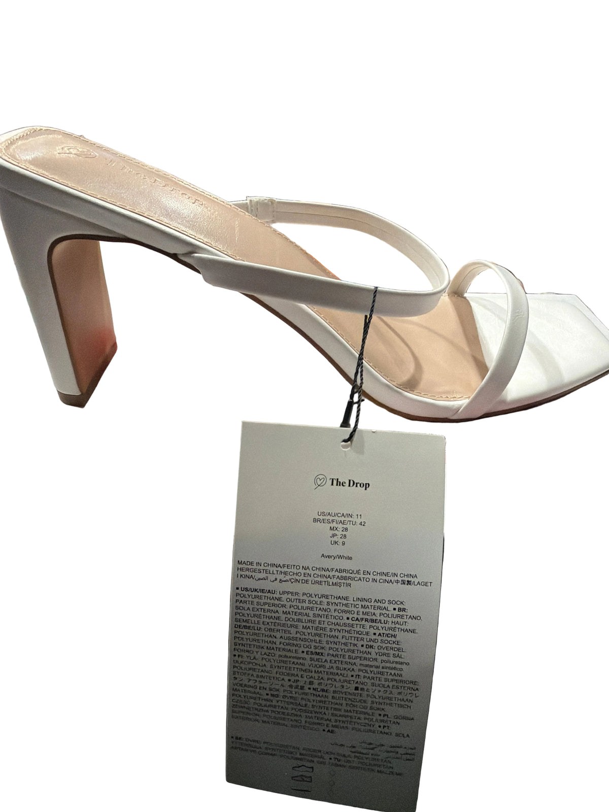The Drop Women’s White Double-Strap Block-Heel Sandals