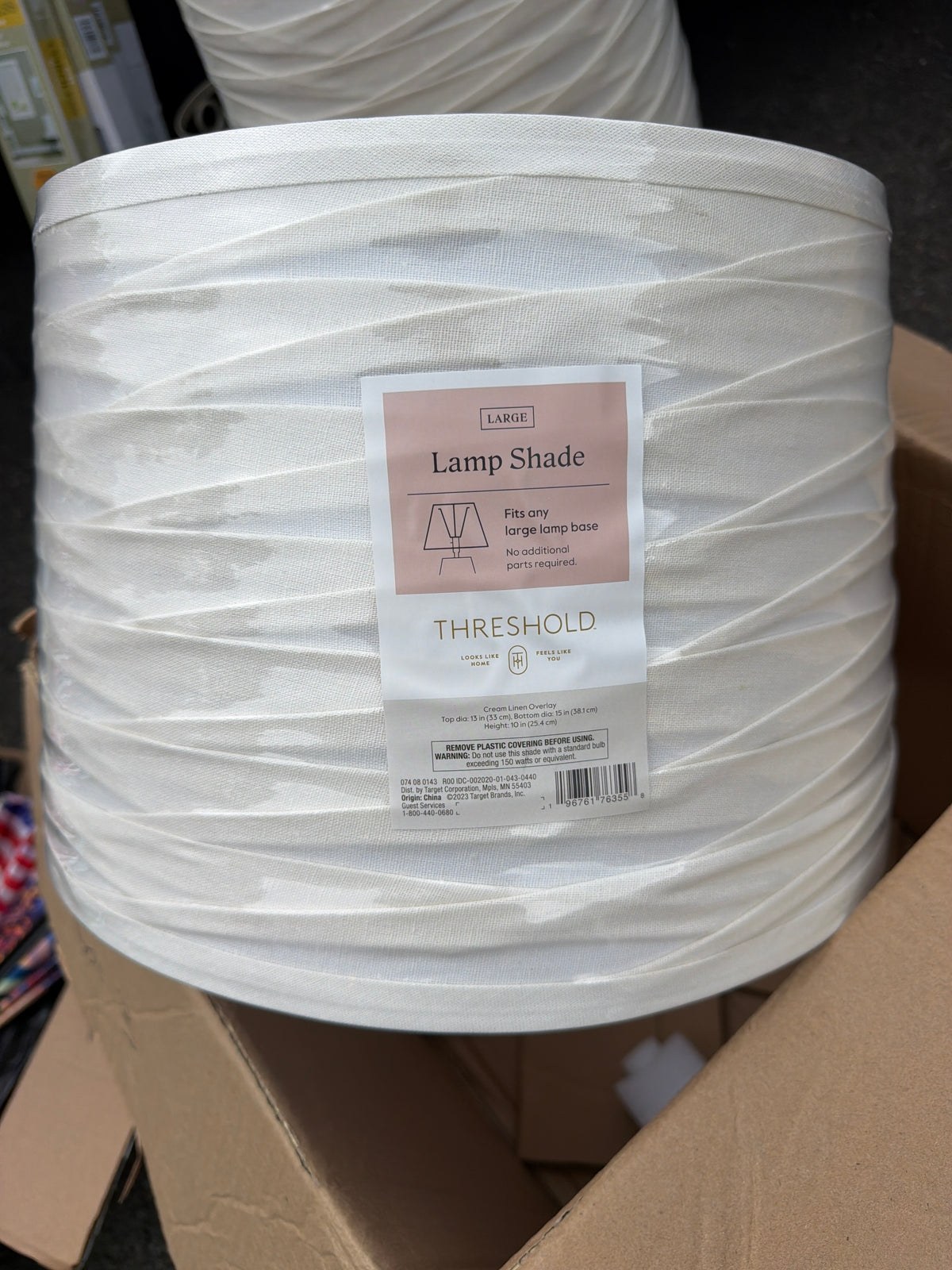 Threshold Large Ivory Linen Overlay Drum Lamp Shade 15” – New With Tag
